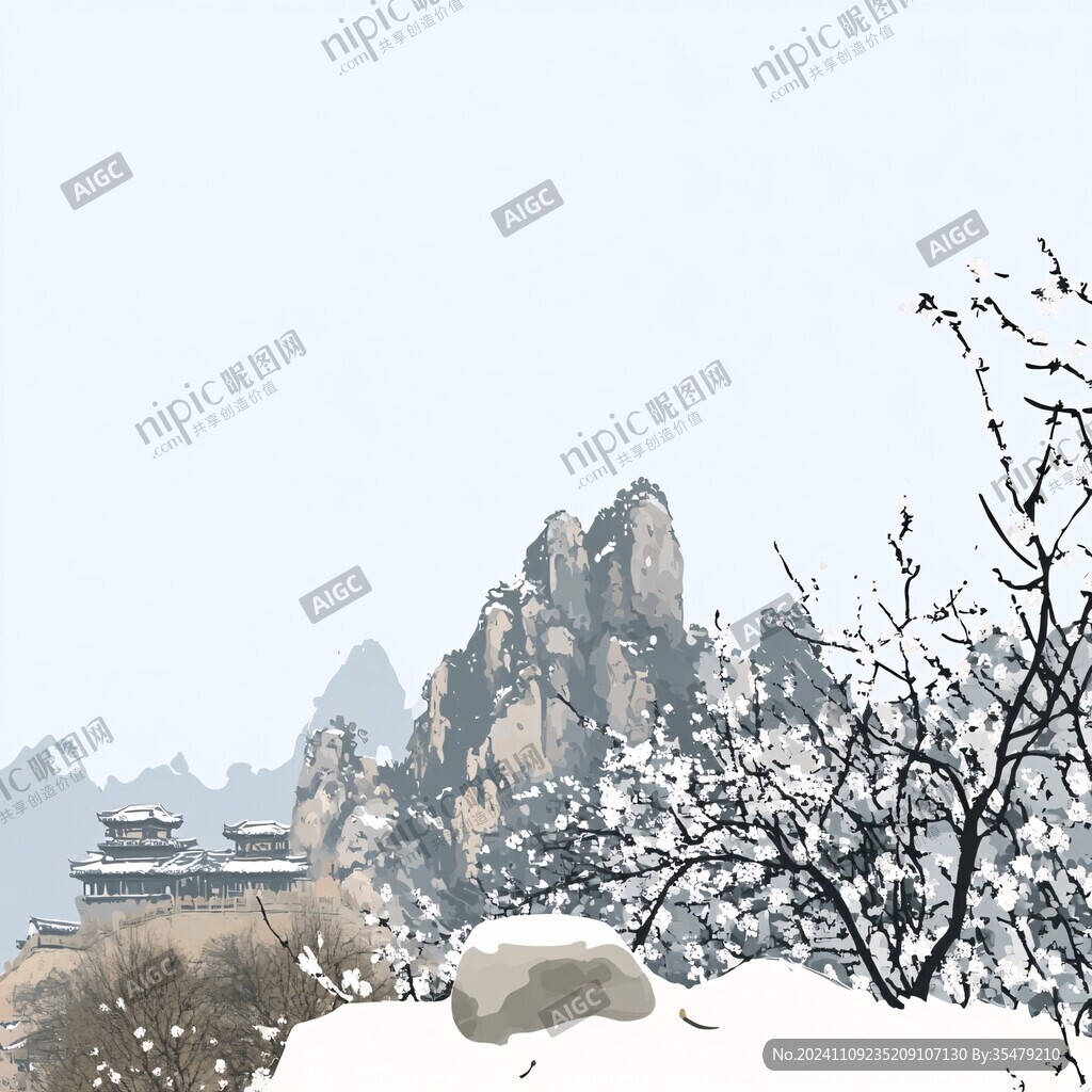 釜山插畫(huà)釜山水墨山水