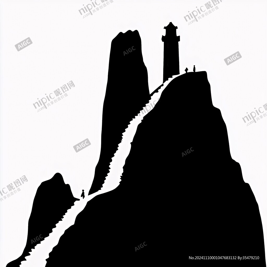 爬山石梯插畫