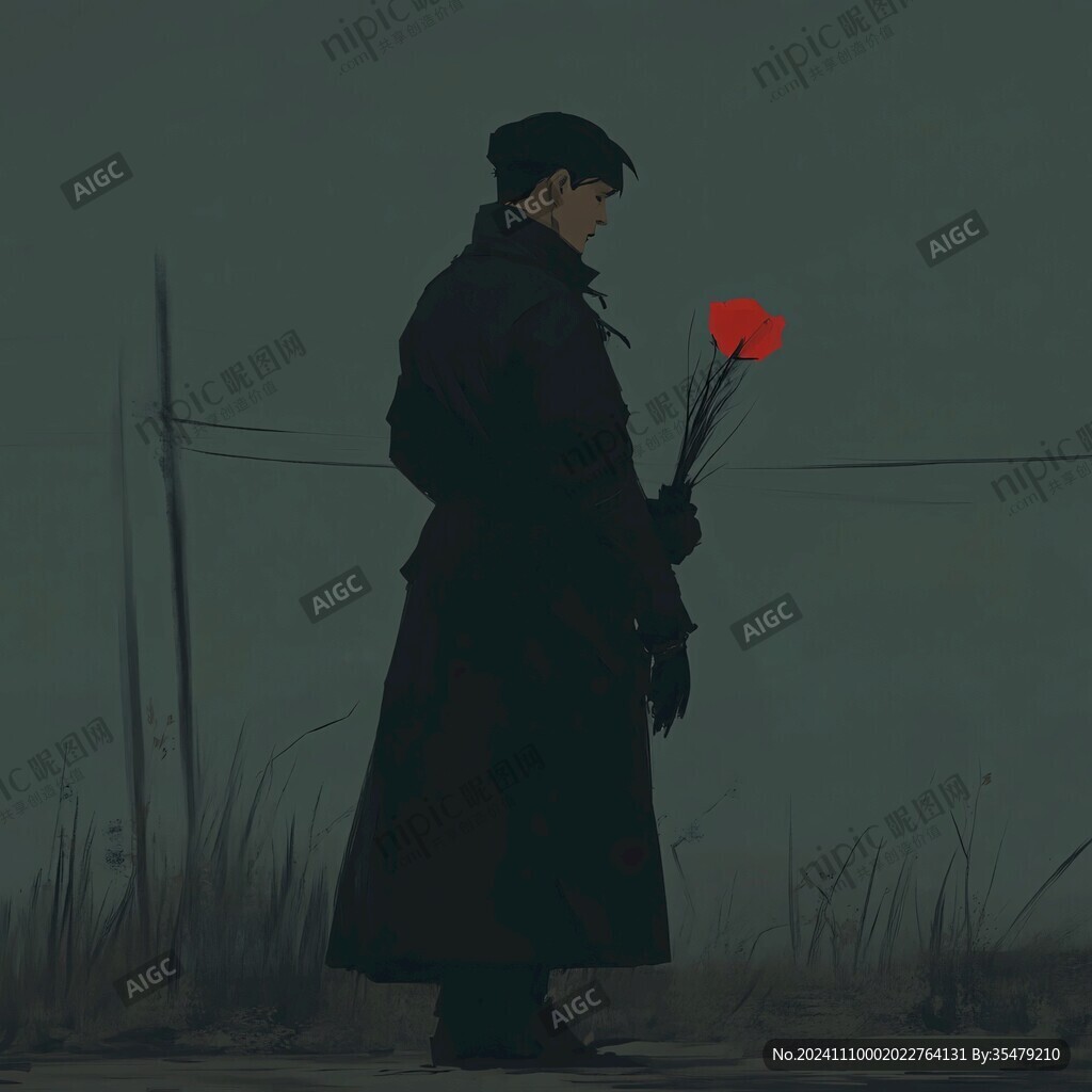 抱著花的男生