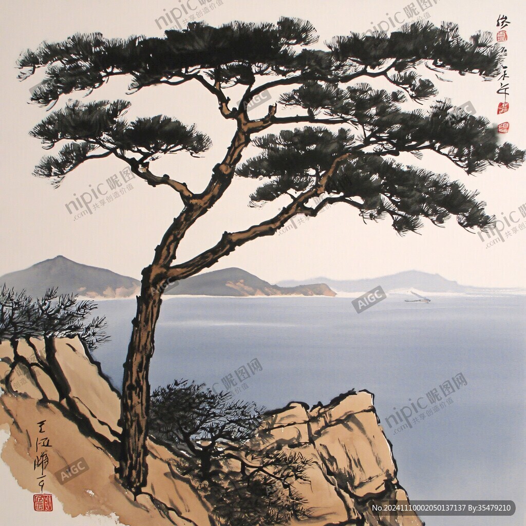 孤松風(fēng)景畫