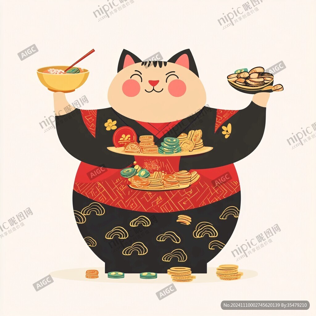 招財貓插畫