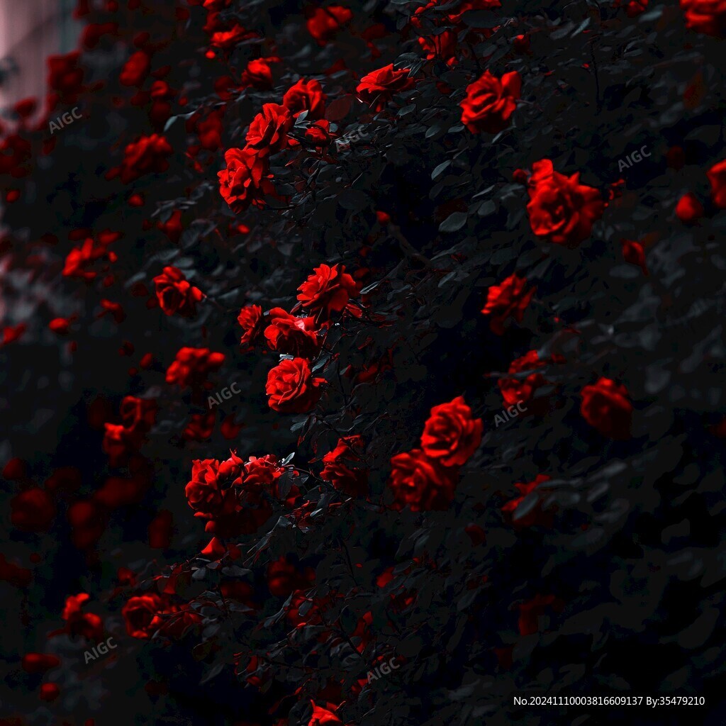 黑紅玫瑰花背景墻