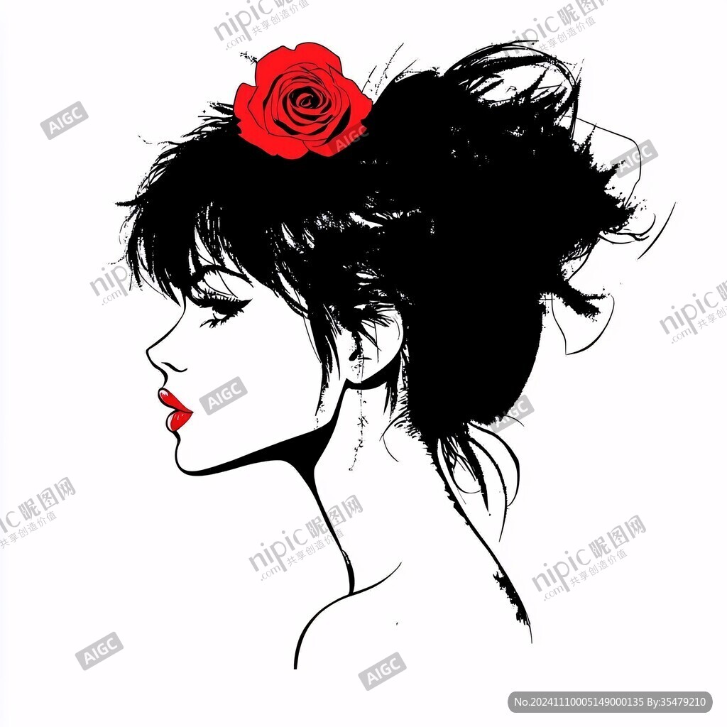 玫瑰女郎手繪插畫(huà)