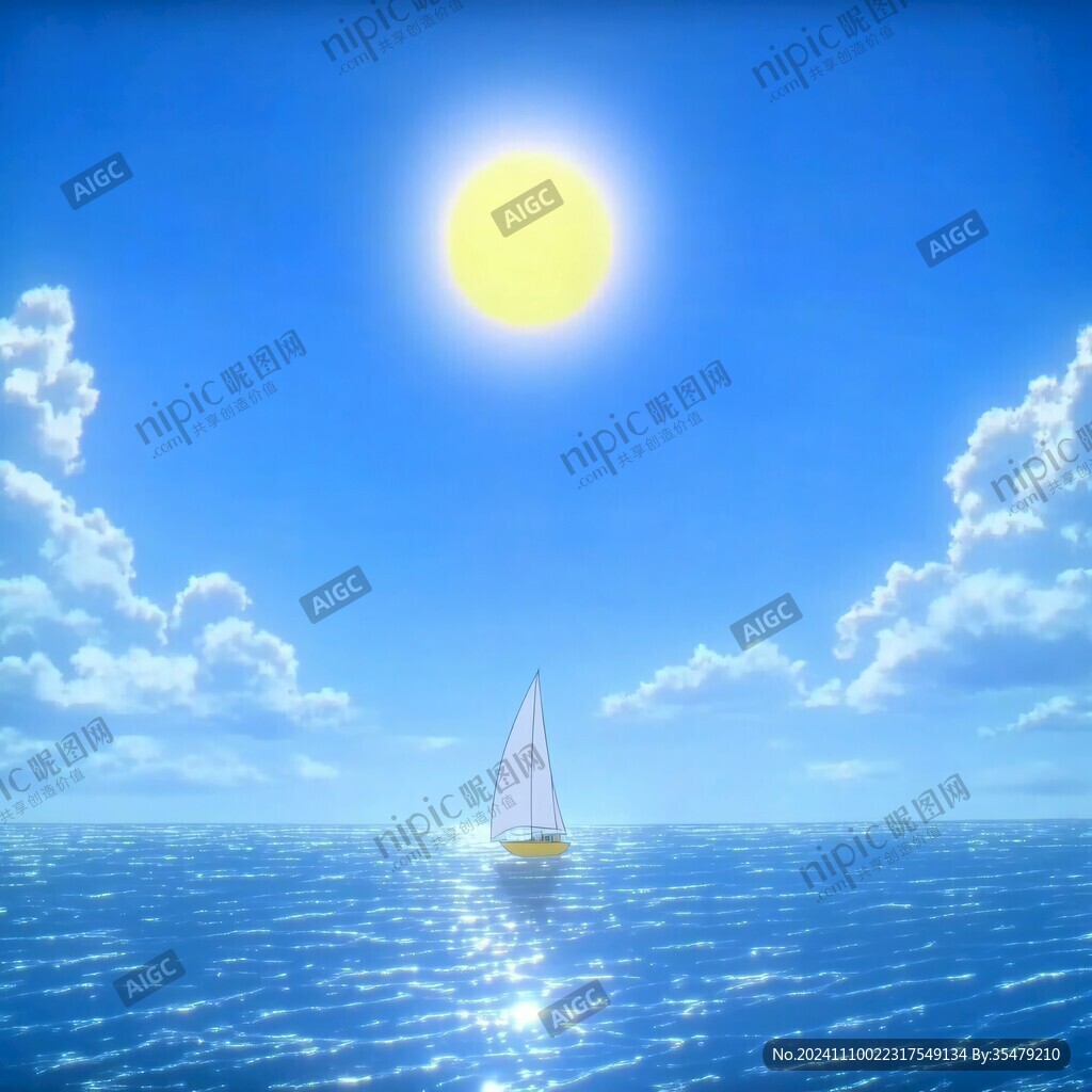 海洋大海月光帆船