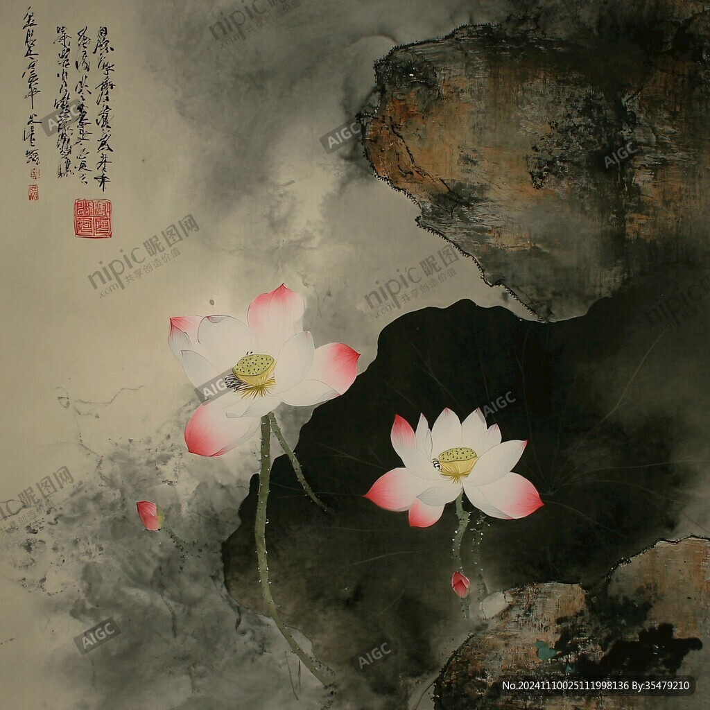 意境荷花畫