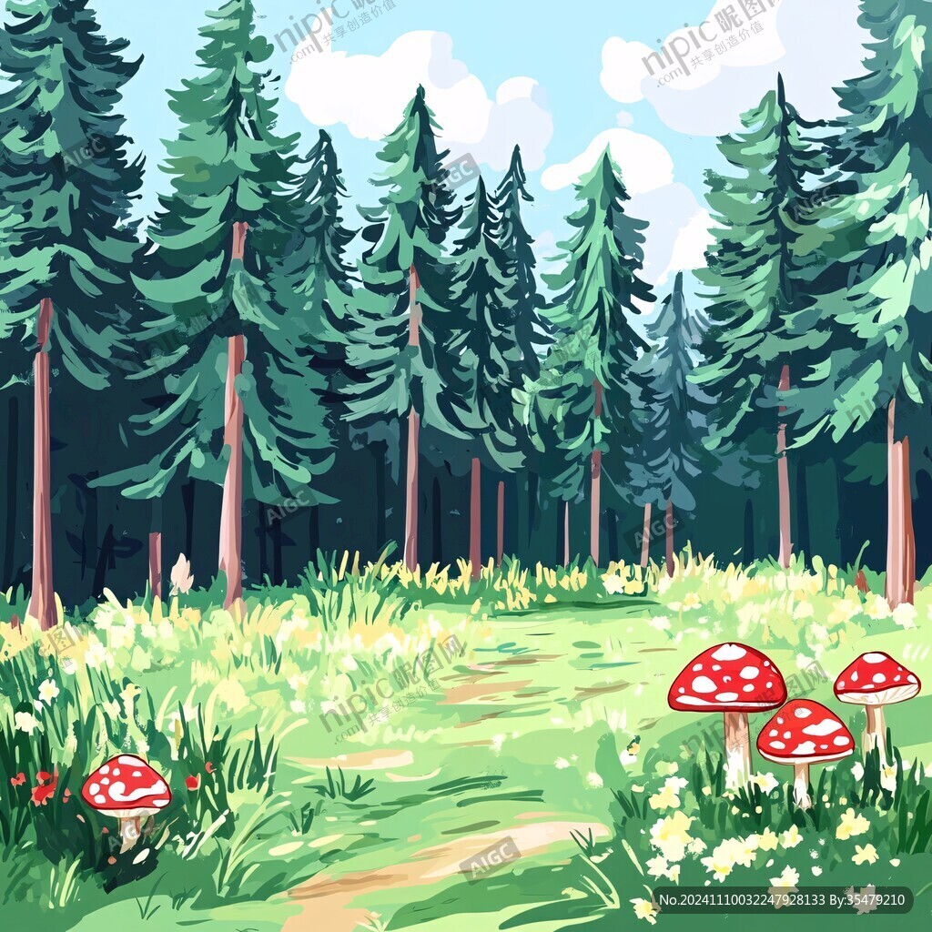 手繪兒插森林