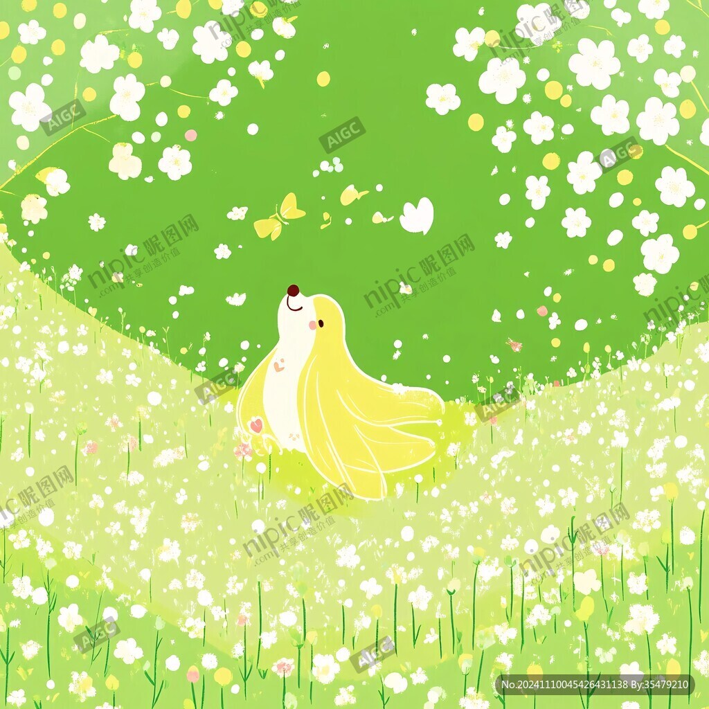 手繪簡約鳥類春天插畫