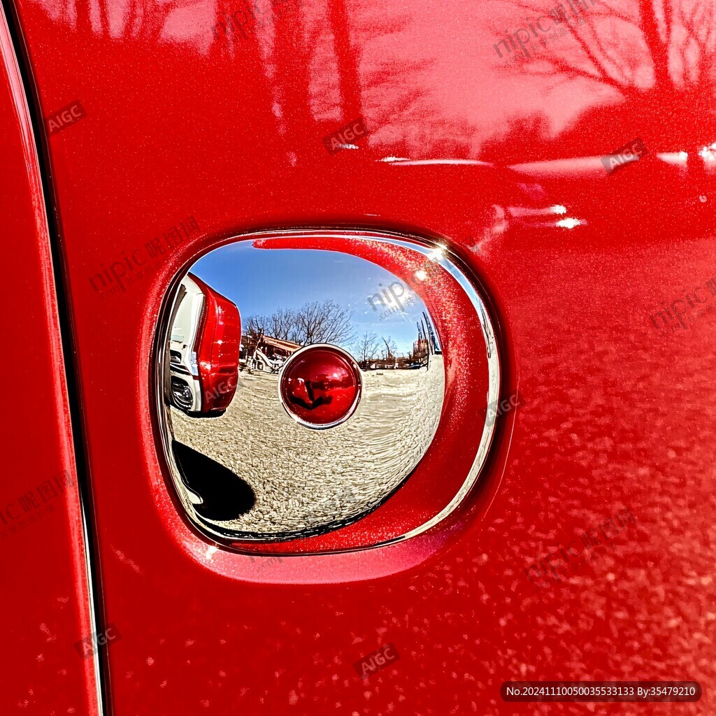 紅色汽車倒影
