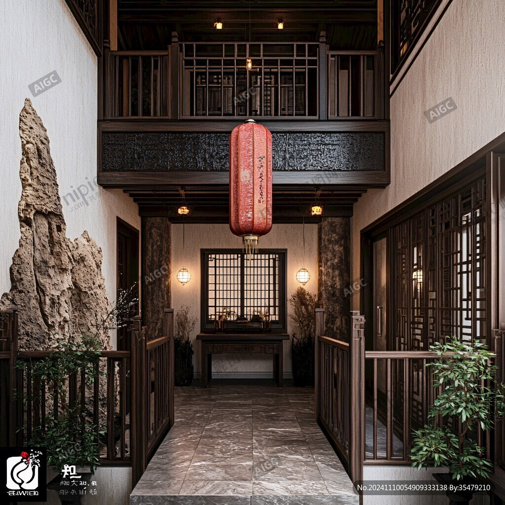二樓建筑樓梯間燈籠