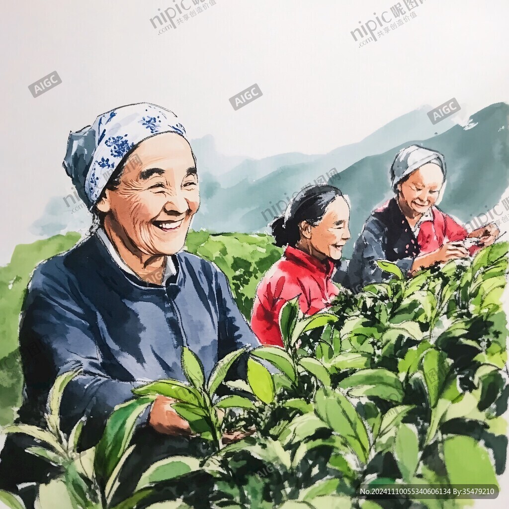 茶農(nóng)手繪