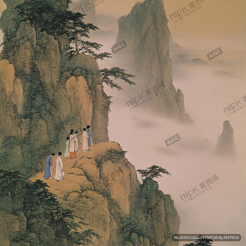 工筆迎客松