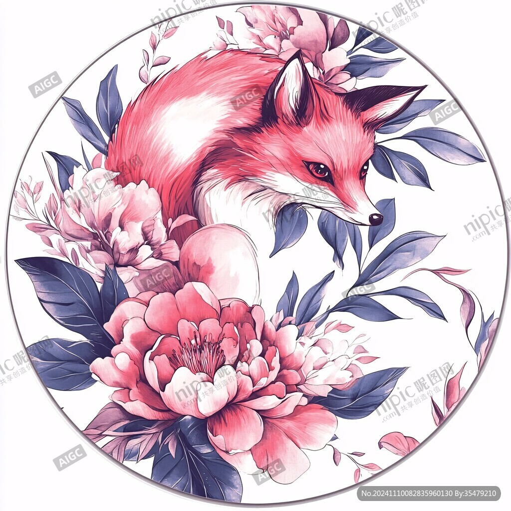 狐貍花草插畫