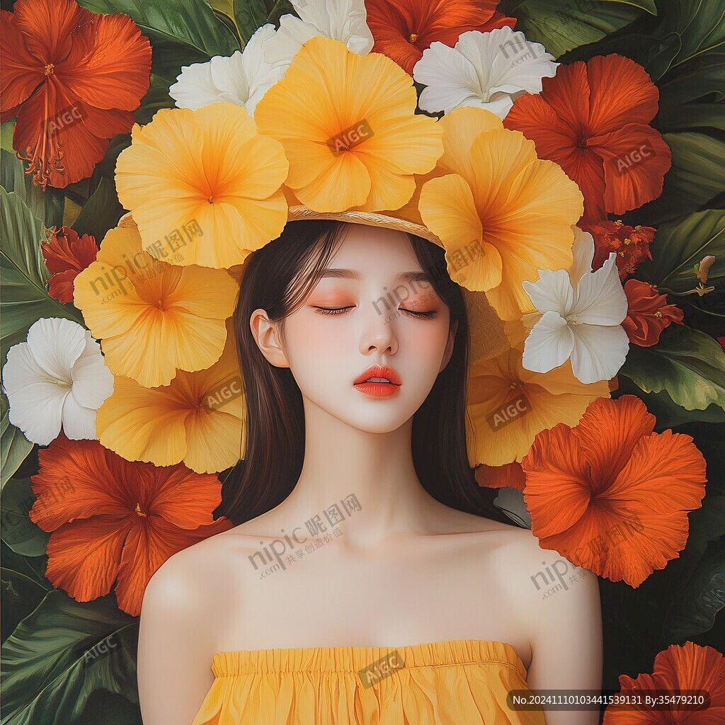 唯美少女與花系列