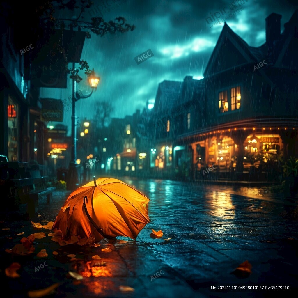雨夜歐洲風情小鎮