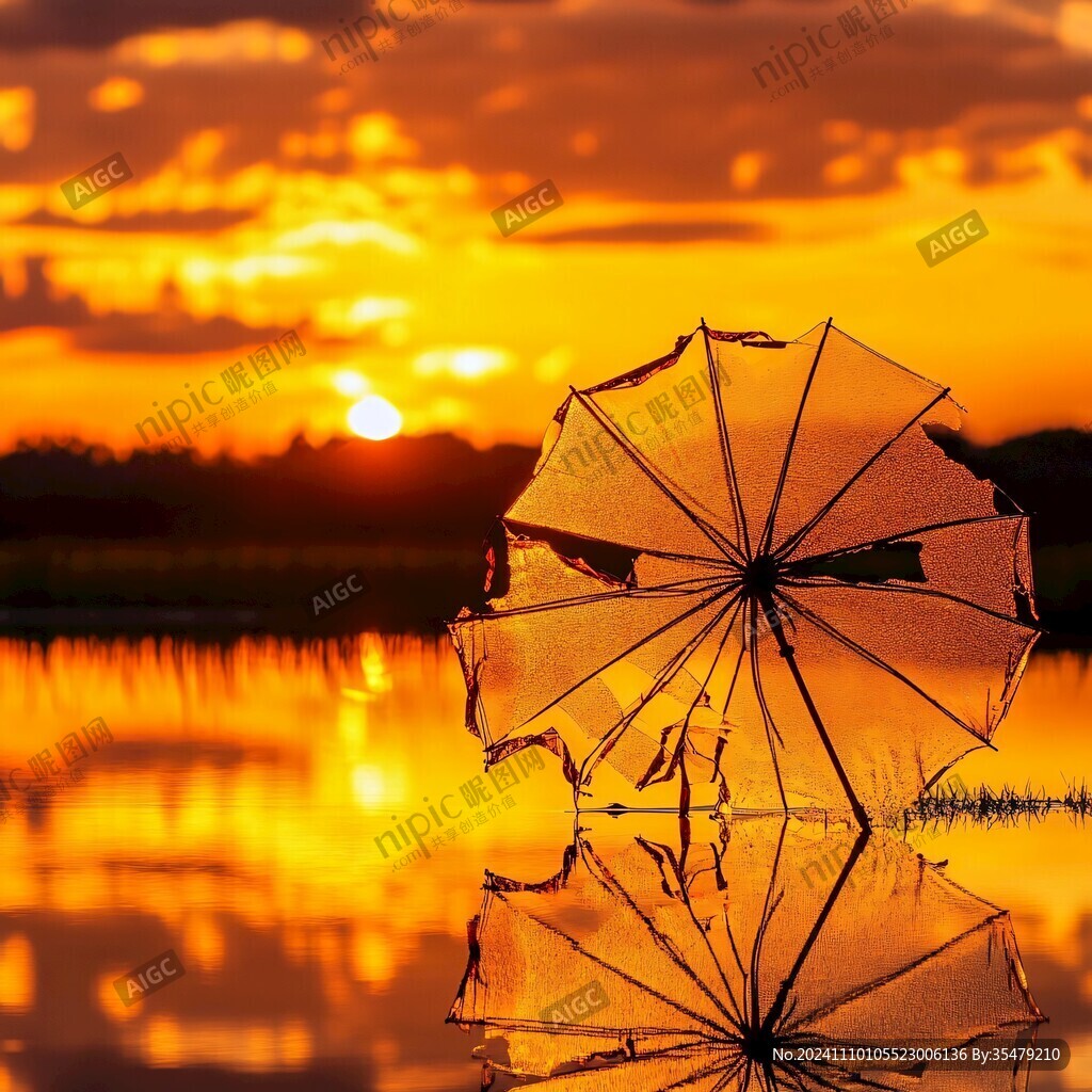 殘荷夕陽