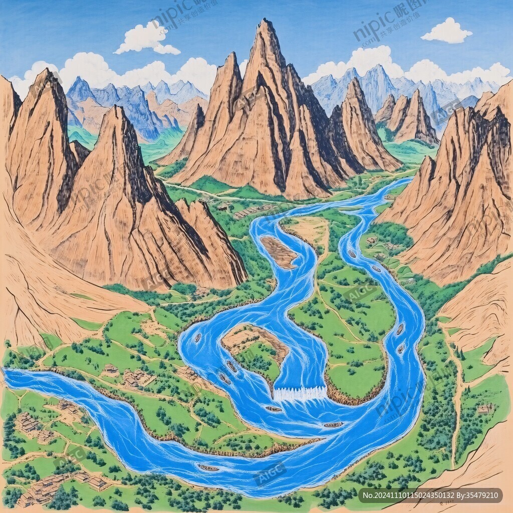 黃河流域插畫