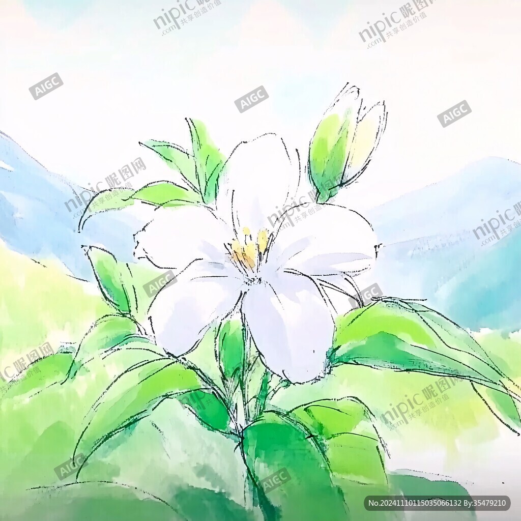 梔子花插畫