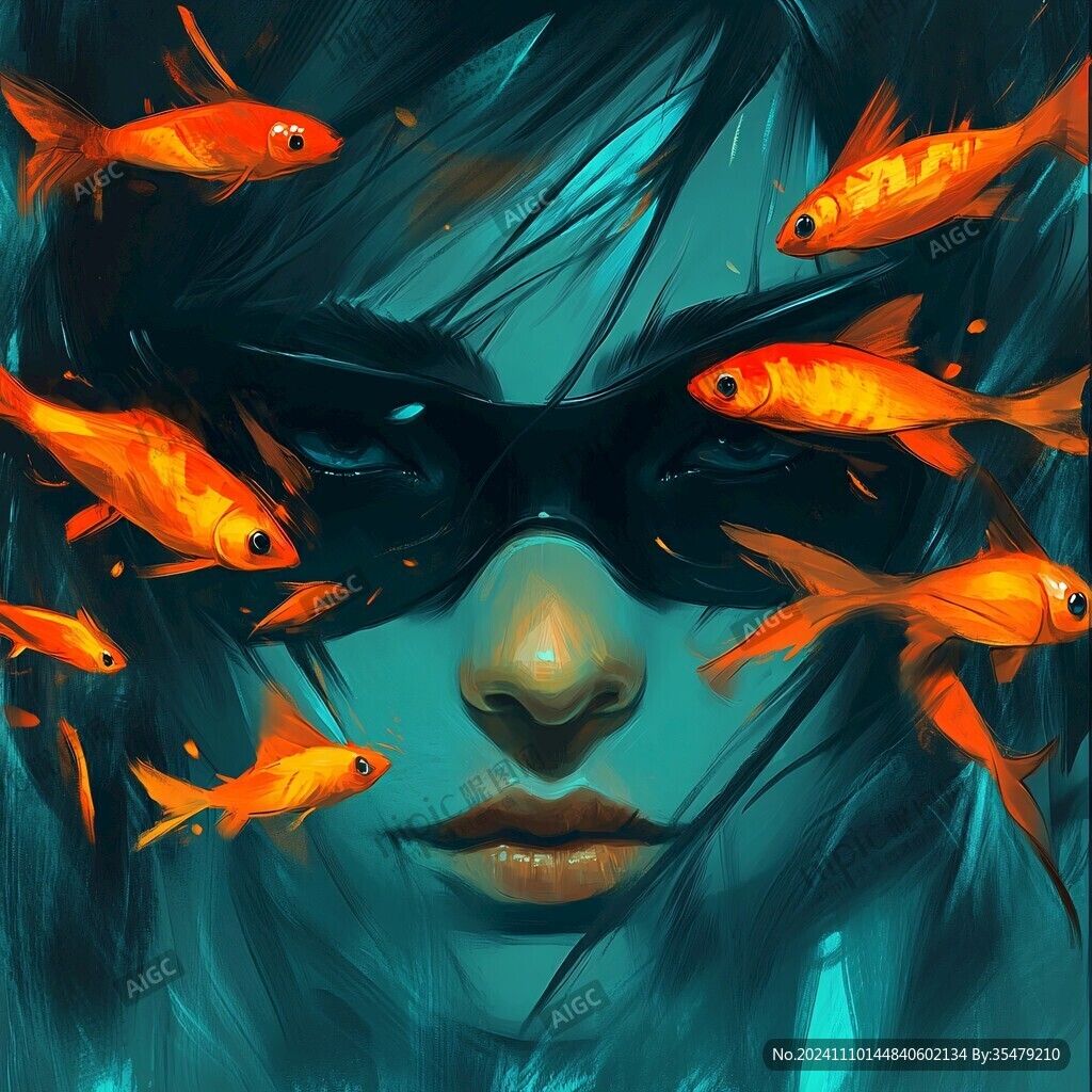 唯美魚風(fēng)格插畫裝飾畫