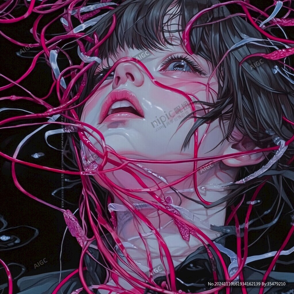 扭曲人像插畫