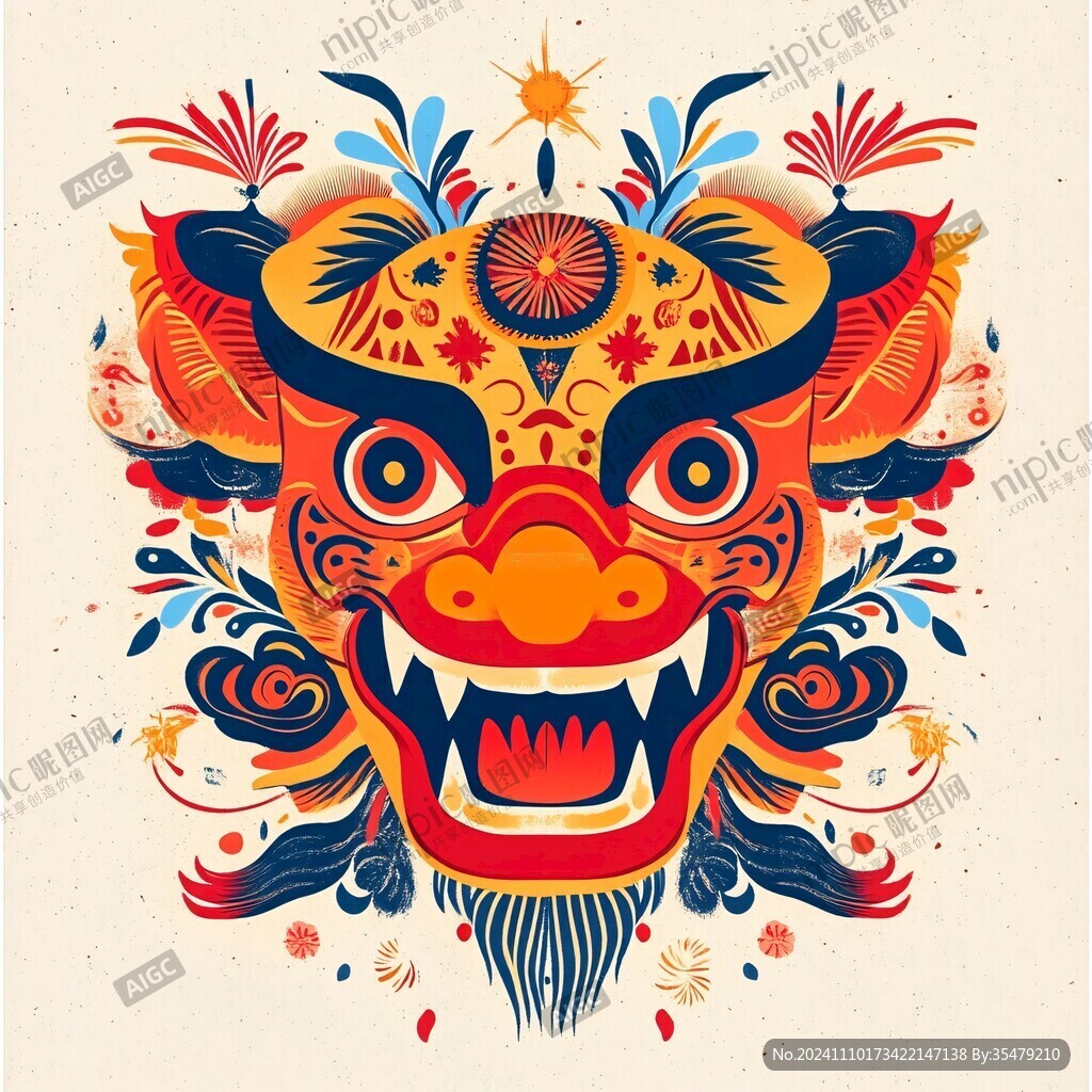 獅頭國潮窗花