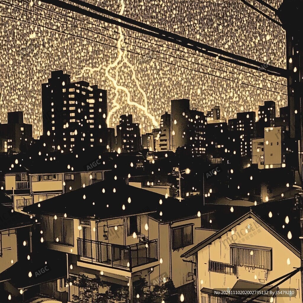 下雨的住宅區
