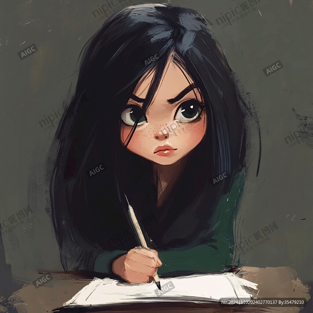 寫作業的小姑娘
