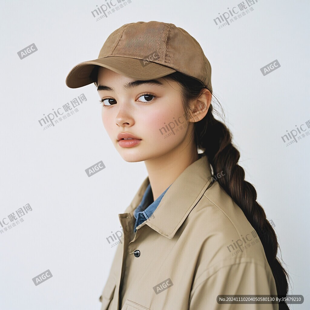 卡其色彎沿帽