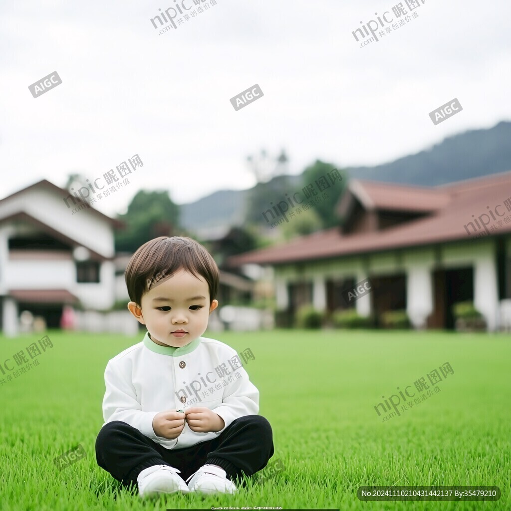 草坪上男孩