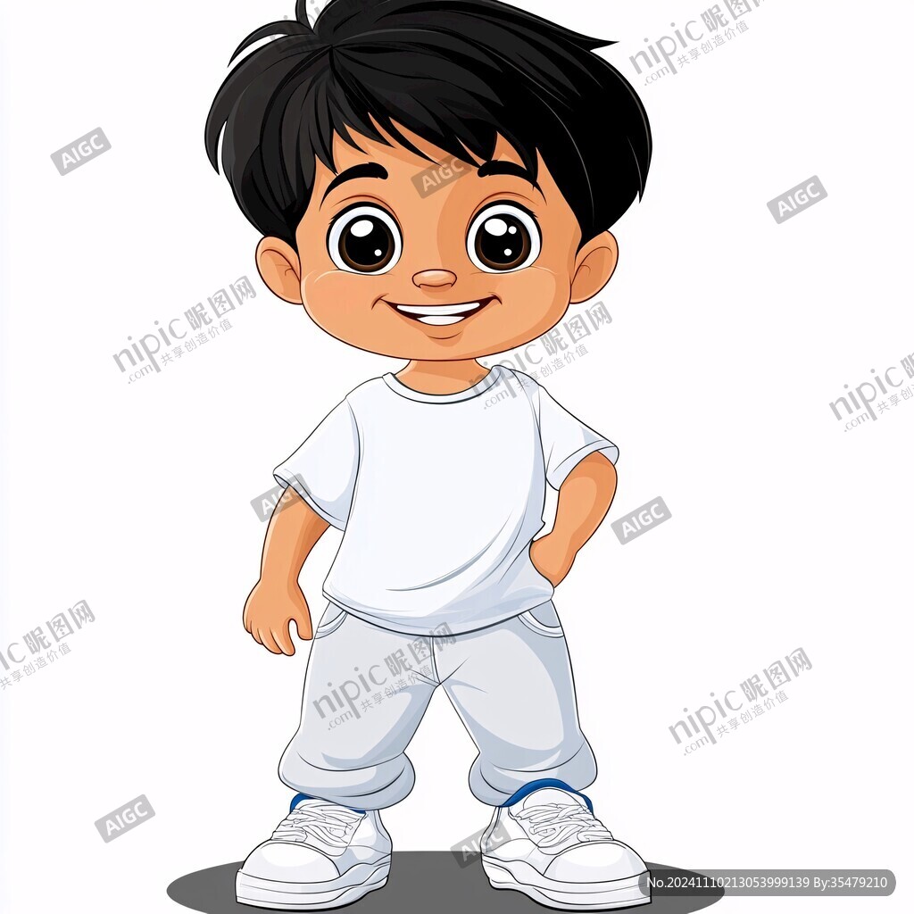 卡通帥氣小男孩