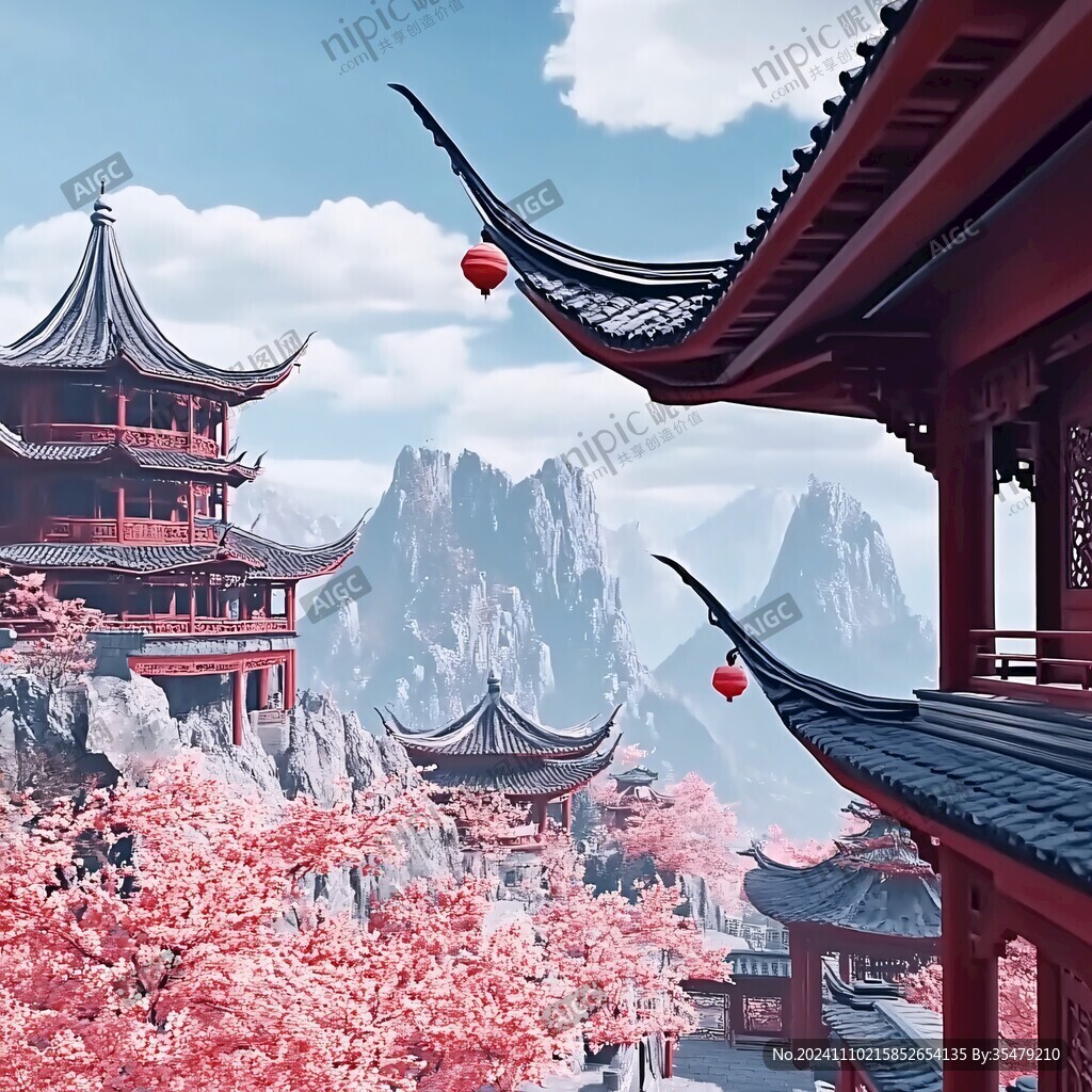 山水樓閣雅致意境風(fēng)