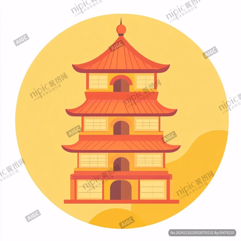 寶光塔地標(biāo)插畫(huà)