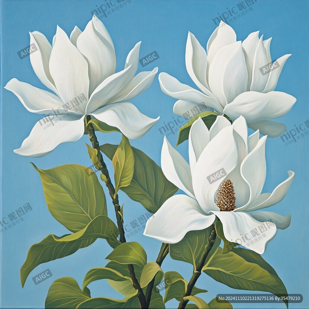 油畫廣玉蘭花
