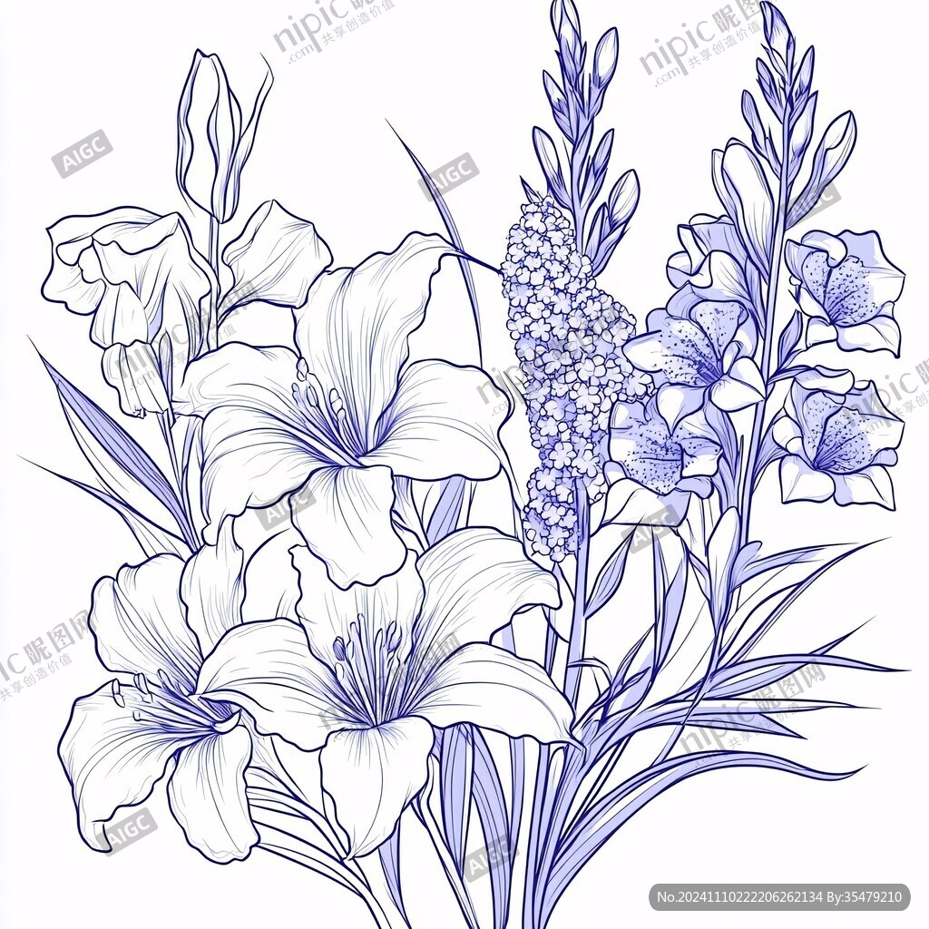 百合花線稿
