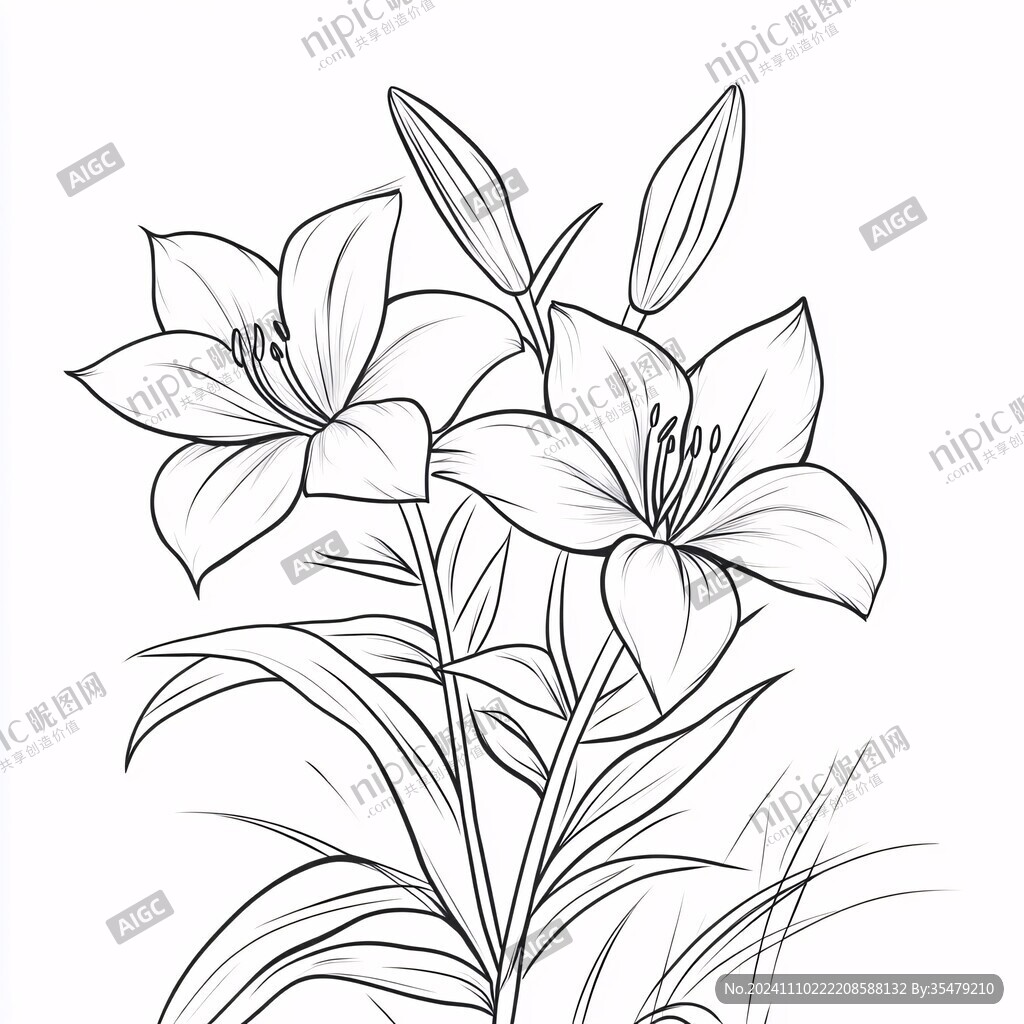 百合花線稿