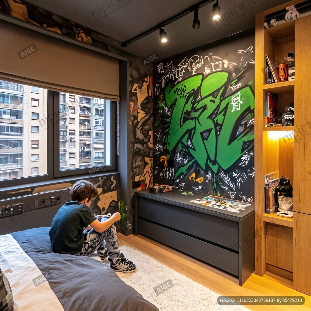 男孩房背景墻