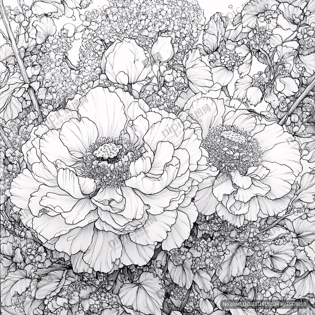 黑白線描作品