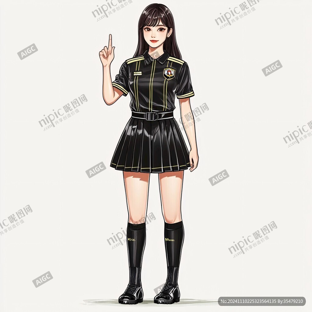 校服美女插畫