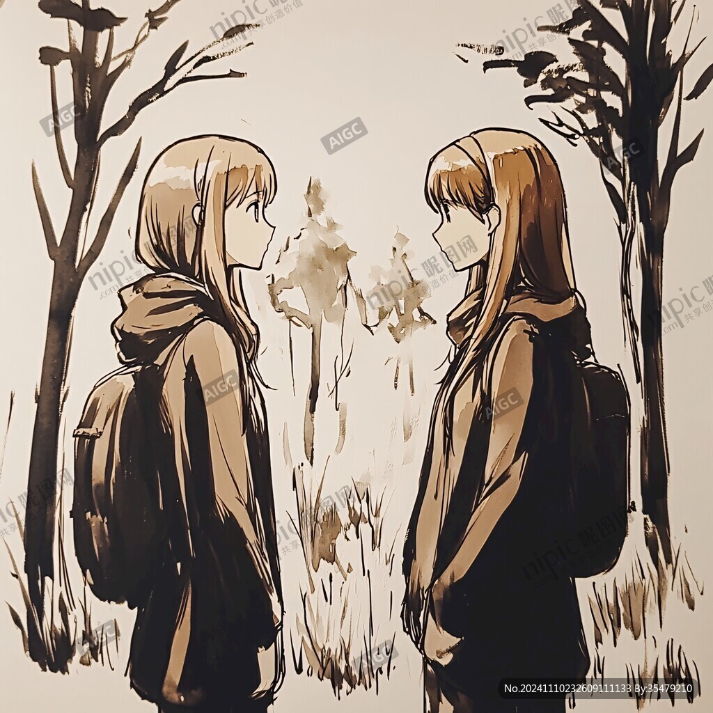 兩少女背影