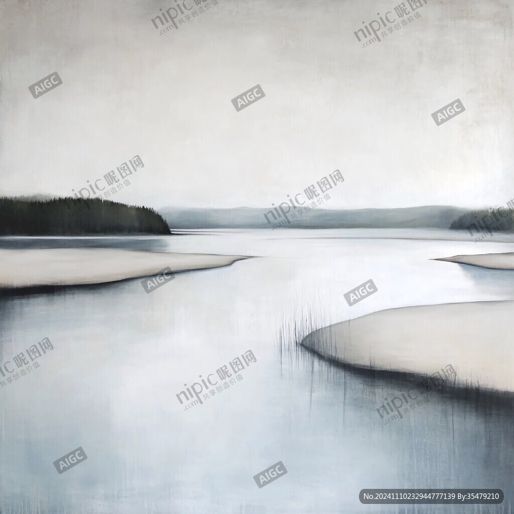 湖畔意境藝術(shù)畫