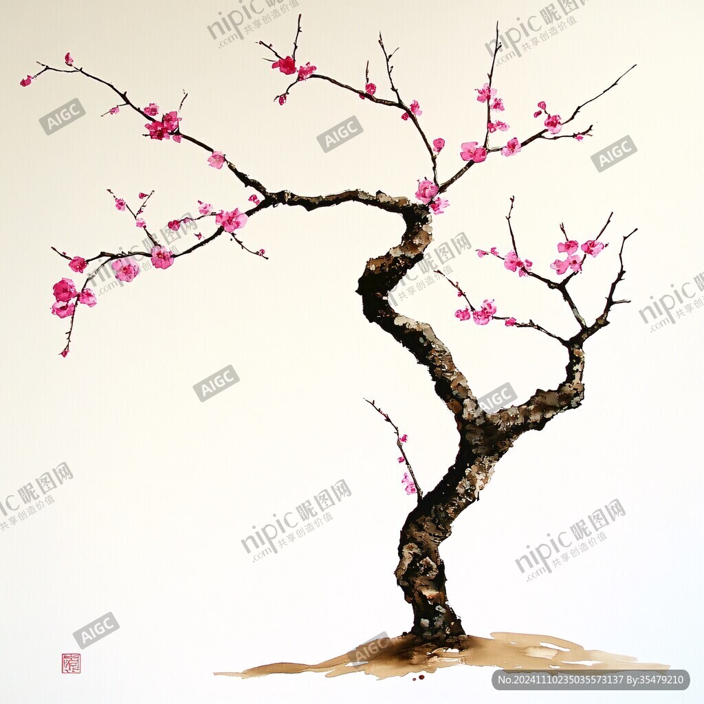 鼠繪梅花