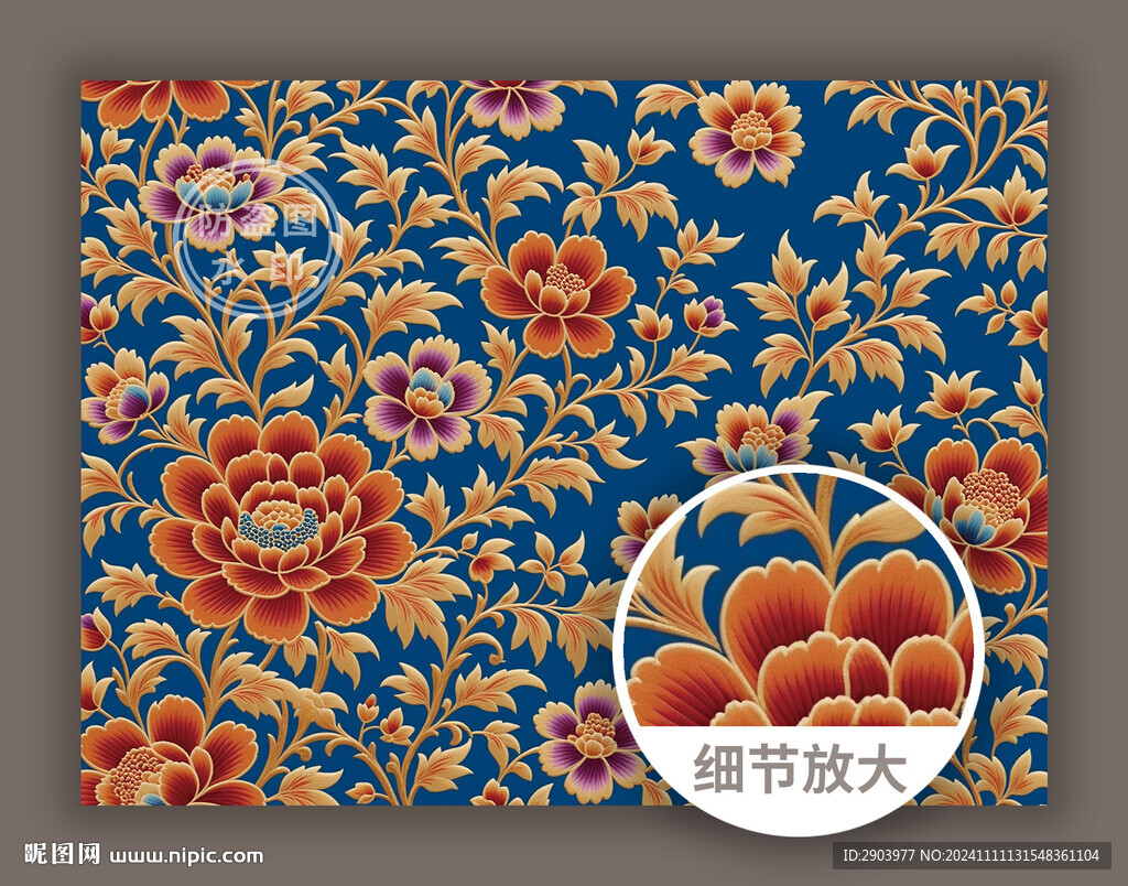 彩色華麗傳統中式古典花紋圖案