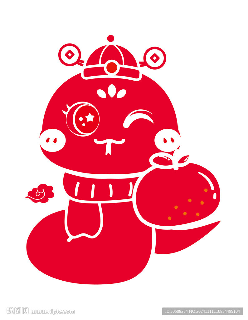 小蛇卡通可愛插畫