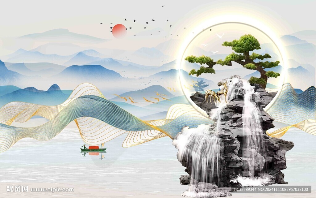 新中式背景墻  