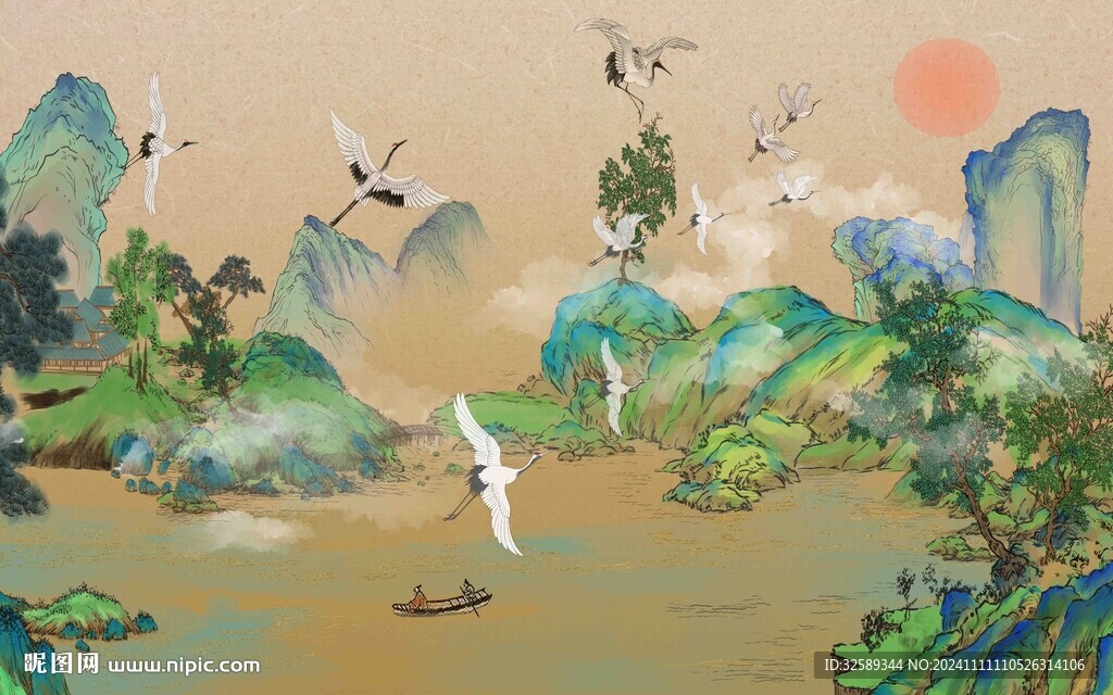 青山綠水背景墻