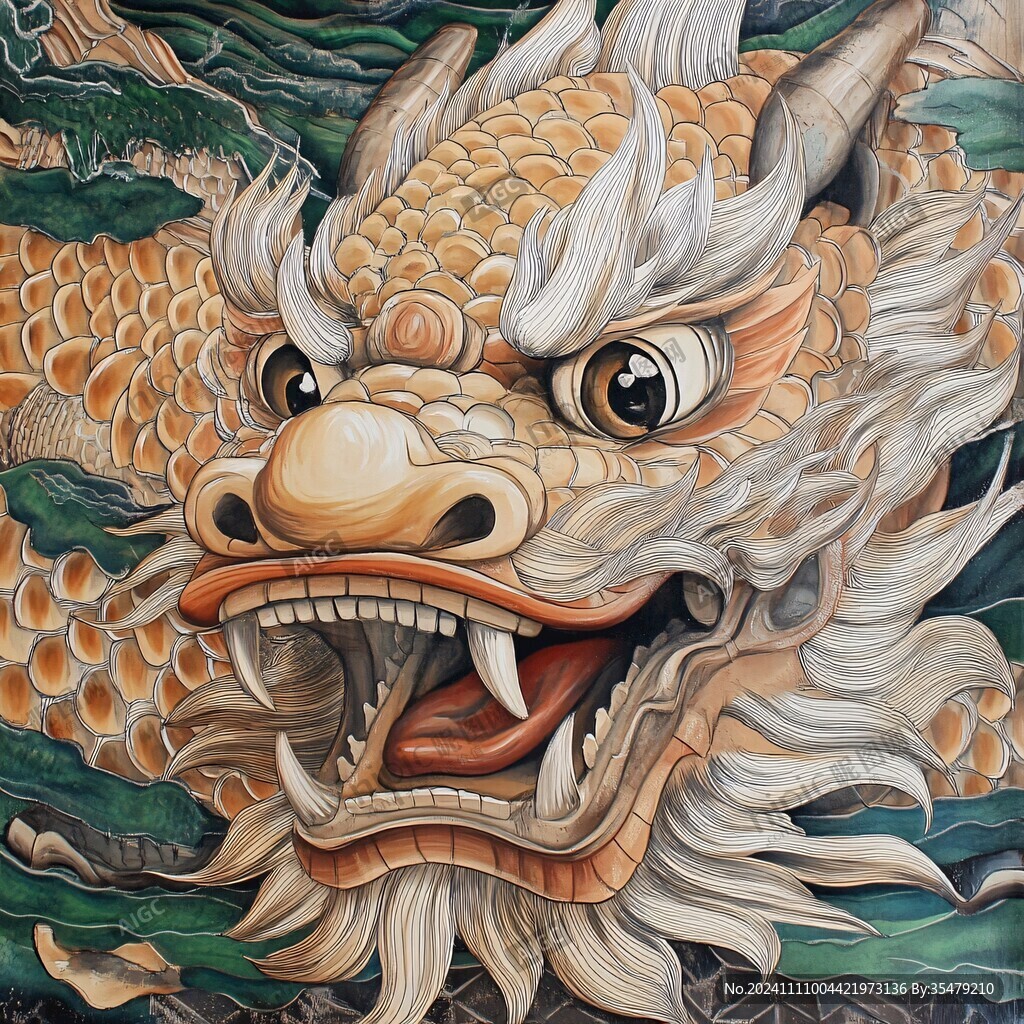 手繪龍壁畫