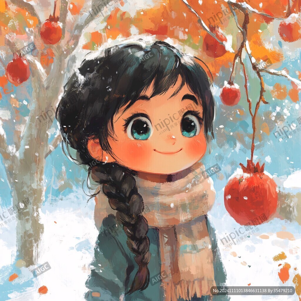 農(nóng)家小女孩板栗插畫