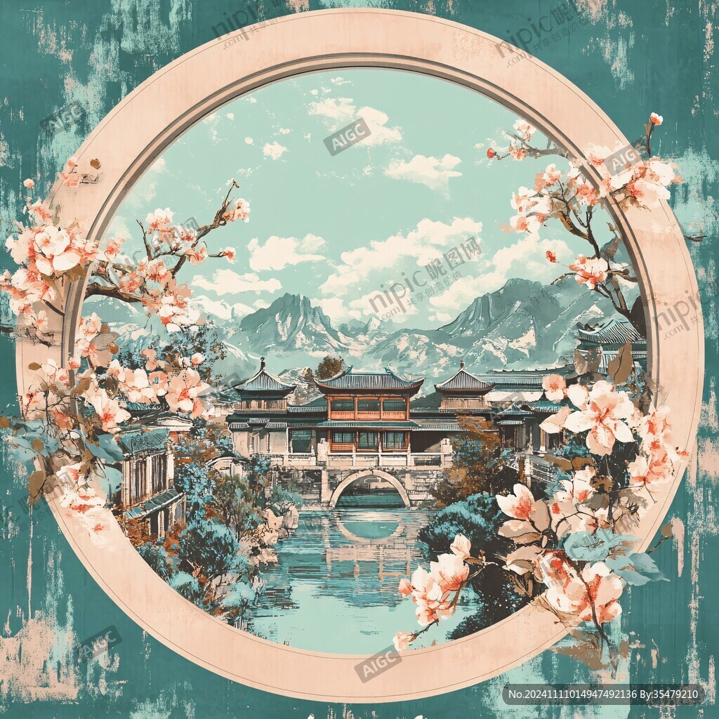 國潮古風中式明清園林