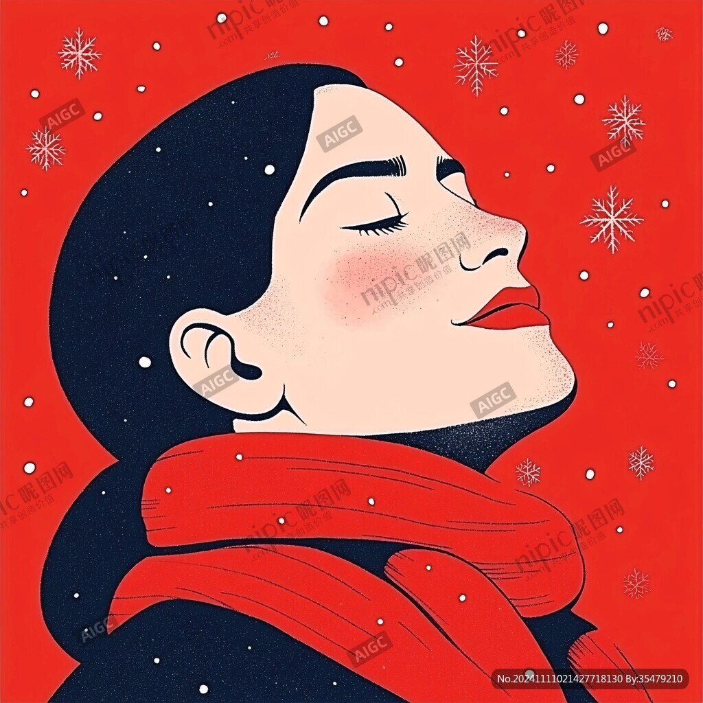 看雪的美女