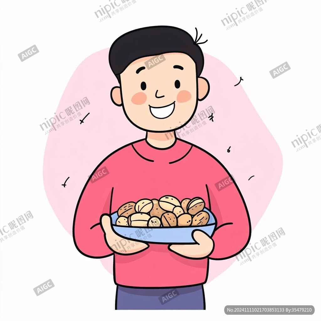 核桃人物插畫