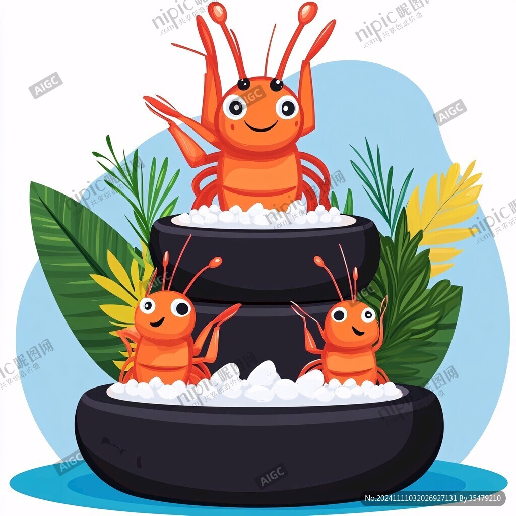 水稻螃蟹插畫
